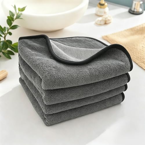 nourial Cleaning Towels Car & Bathroom Cleaning Cloth Nanofiber Microfiber Cloths - 9X Ultra Absorbent Streak-Free Shiny Wipes Multi-Surface Drying Rags (3Pcs 24 * 16 INCH)