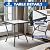 ENSTVER 3 Pieces Patio Conversation Set w/ 2 Rattan Wicker Rocking Chairs and Glass Table,for Garden Backyard Lown Porch(Dark Blue)