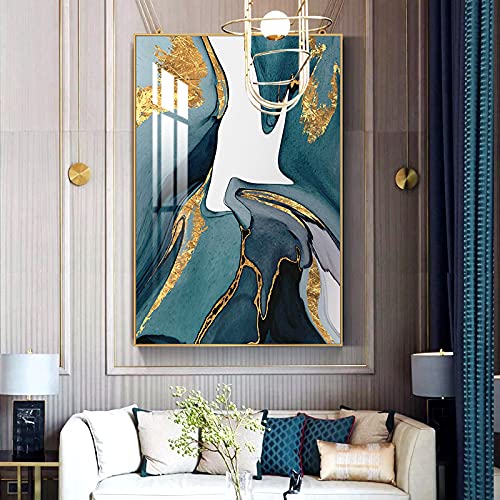 Toile art moderne feuille d'or rivière bleu 3 pièces 40x60cm - 4