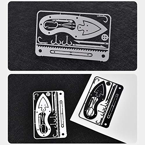 Cartão Externo, Andoer 10 PCS Multi-Tool Card 17 em 1 Multifunction Fishing Hook Card para Emergênci