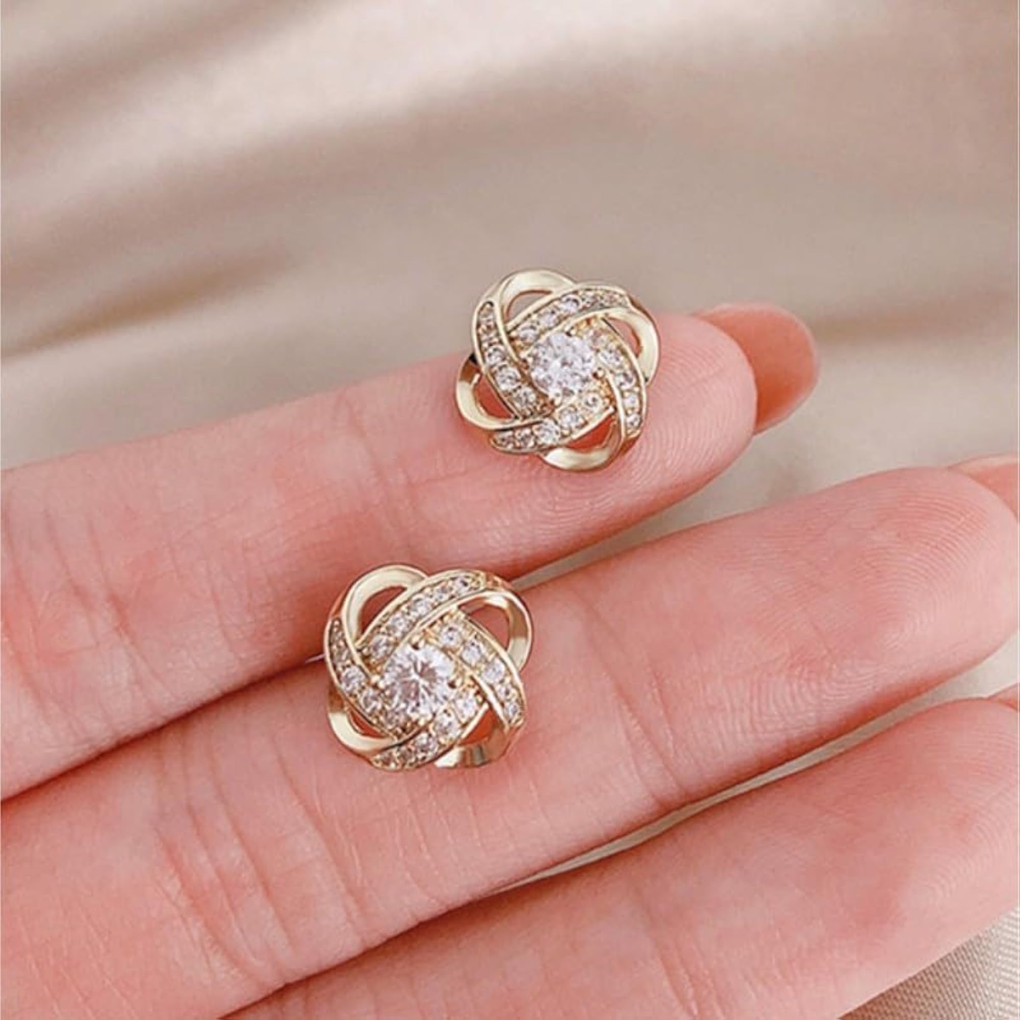 AD American Diamond Stud Earrings, Stylish for Women