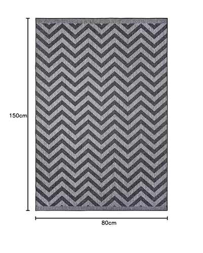 NORTHRUGS Indoor and Outdoor Rug Palma 80 x 150 cm Reversible Rug Weatherproof Modern Design ZigZag Pattern Rug for Balcony Patio Garden Conservatory Living Room Waterproof in Night Silver - Image 3