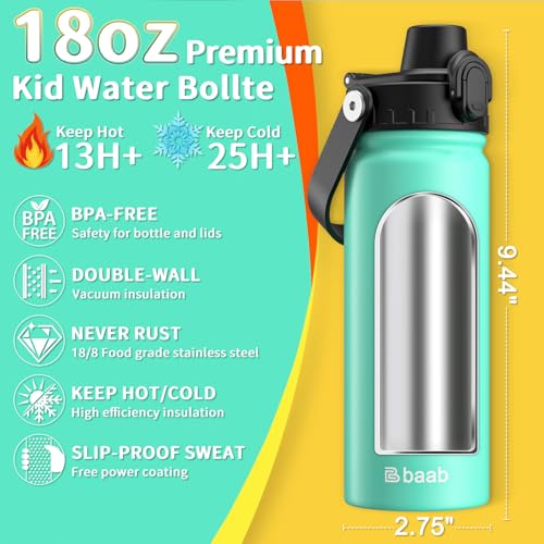 Image of baab 18oz Kids Insulated Water Bottle 18 /8 Stainless Steel Kids Cup 1 Pack