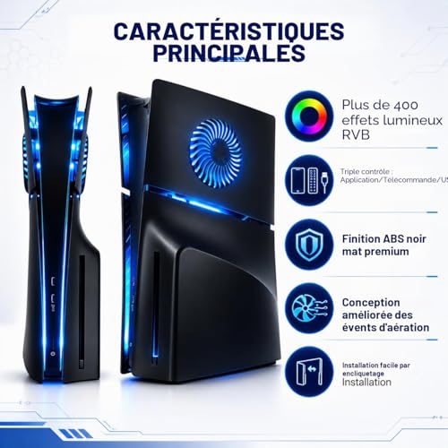 Façade LED RVB pour PS5 Slim plaques de rechange premium - 3