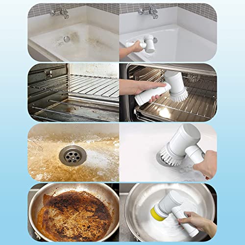 Image of Electric Spin Scrubber with 4 Brush Rechargeable-Bathroom Bathtub Kitchen Scrubber Cleaning Brush -Grout Brush for Cleaning Wall,Tile Floor,Tub,Toilet,Window,Bathroom and Kitchen Stove Cooker
