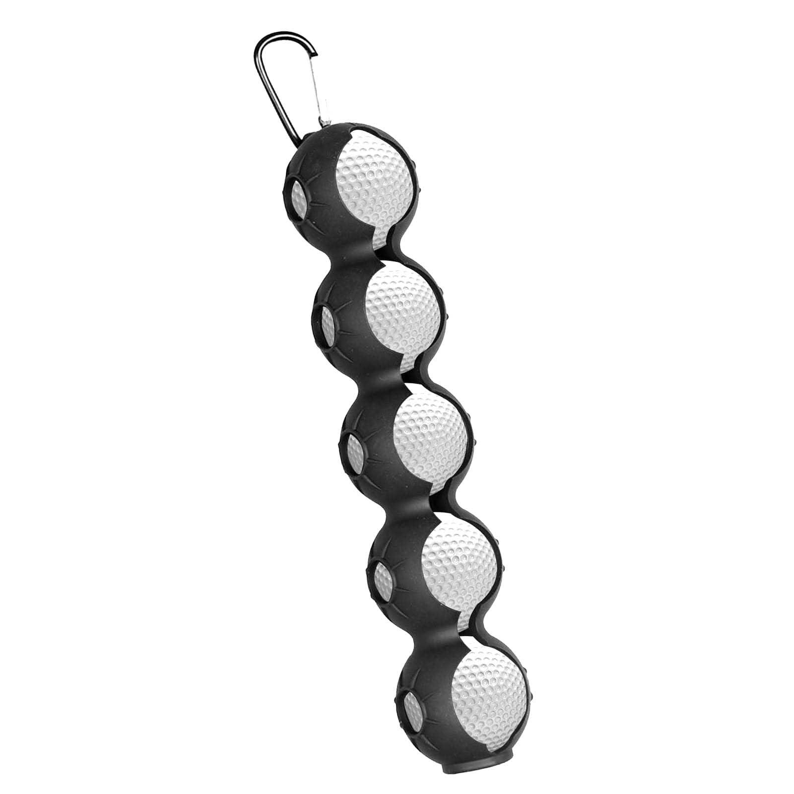 CBMZHF Pro Golf Ball Holder with Carabiner Clip - Heavy Duty Holds 5 Balls for Practice Range, Attaches to Golf Bag, Trolley & Belt - Tournament Ready (Black)