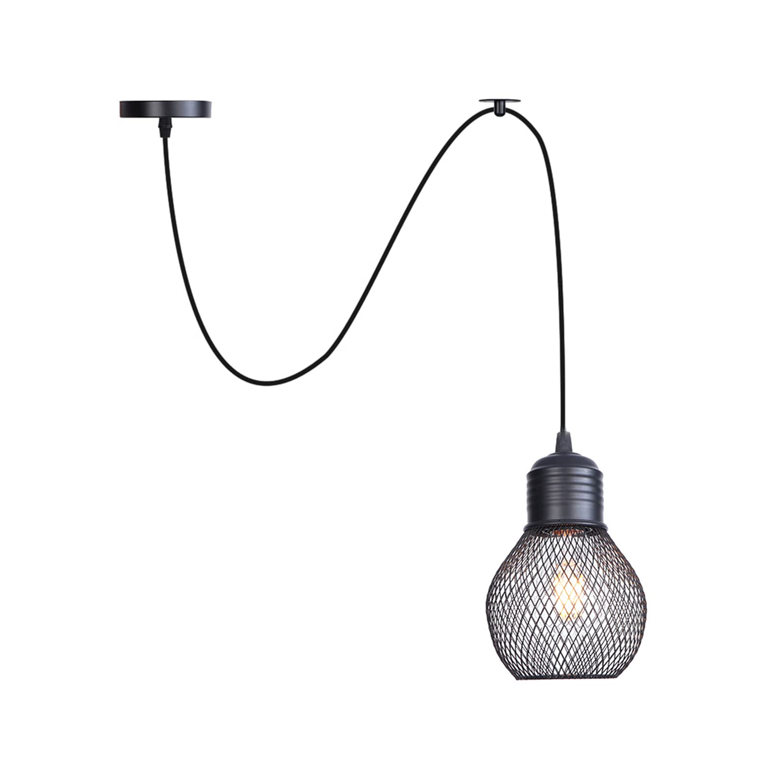 Lámparas Colgantes de Metal Negro Lámpara de Techo Ajustable para Cocina y Dormitorio
