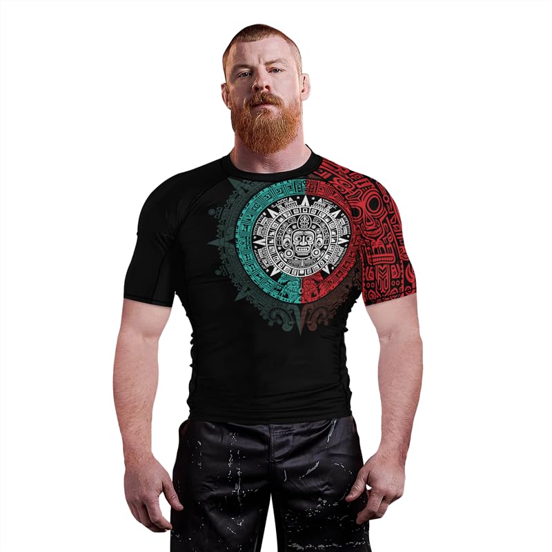 Aztec Rash Guard Shirt Short Sleeves Baselayer Skins Performance Fit Compression MMA BJJ Jiu-Jitsu Workout4