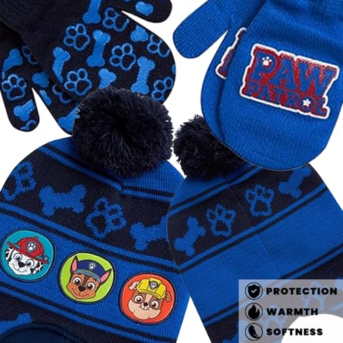 Image of Nickelodeon Boys Paw Patrol Winter Hat, 2 Pair Gloves or Mittens (Toddler /Little Boys)