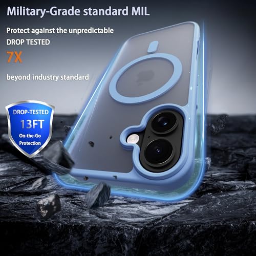 Image of Magnetic for iPhone 17 Phone Case, [Compatible with MagSafe], Screen Protector X1, [Military Grade Drop Protection],Matte Finish,Slim,Shockproof,Protective (Light Blue, iPhone 17)