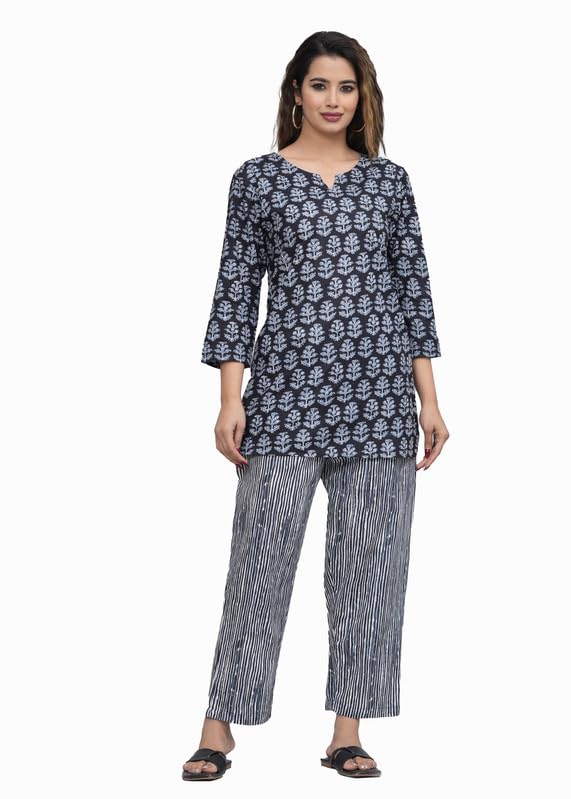 Image of Cotton Printed Night Suit for Women's Shirt and Pyjama Set Sleep wear Set for Womens and Girls