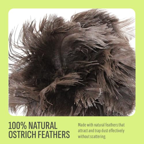 Image of Retractable Feather Duster 8-14 in Adjustable - Natural Ostrich Feather Duster for Cleaning Ceiling Fans, Blinds, Plantation Shutters, Walls & Furniture - Quality Checked in USA - 1 Pack
