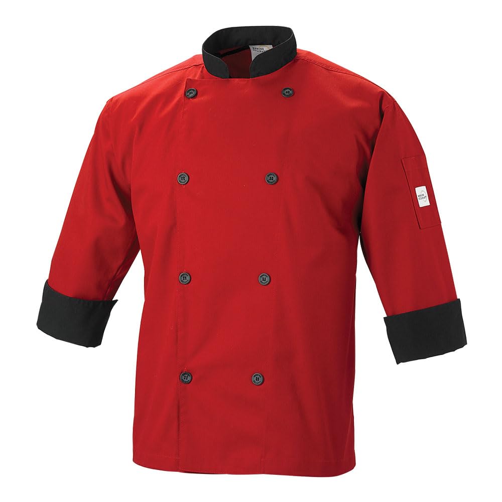 Mercer Culinary Millennia Men's 3/4 Sleeve Cook Jacket, X-Large, Red