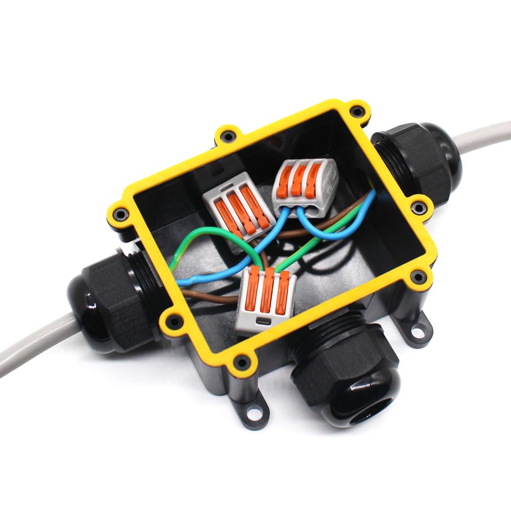 Scatola Di Derivazione Impermeabile IP68 3 Vie - Per Esterno, Giardino, Piscina, Nero - Foto 5