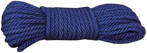 Cuerda de yute azul - Cuerda de cáñamo de 0.157 in 65.6 ft (16 pulgada x 65 pies) para manualidades, jardinería, decoración festiva de bricolaje,