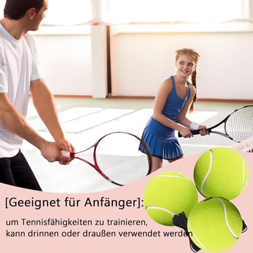 ClcIosis 4 Stück Tennisball Mit Schnur Twistball Ersatzball Ball An Der Schnur, Für Einzelübungen Tennisball Mit Elastic Rubber String, Anfänger-Trainingsball Selbstlernender Für Gerichte, 15 Jahre+