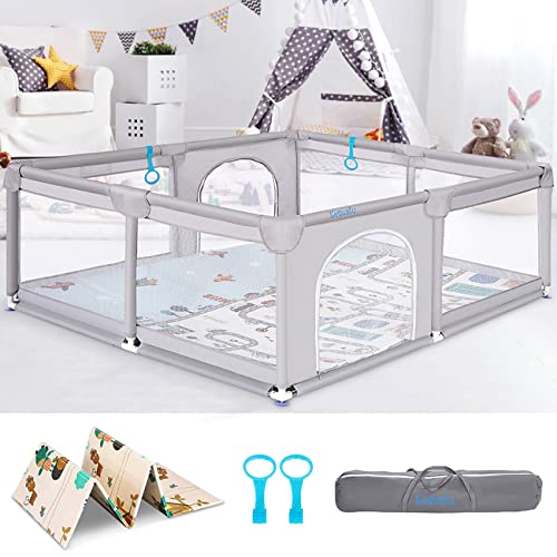 Image of Sesuatu Baby Playpen with Mat, 78x59Inches Extra Large Playpen for Babies and Toddlers, Portable Play Pen for Infants, Baby Play Yard, Indoor & Outdoor Safety Baby Playards