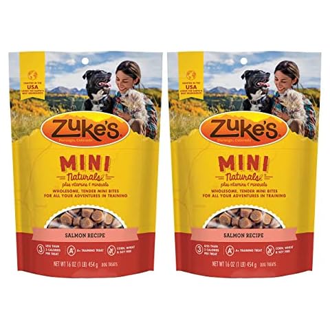 Zuke's Mini Naturals Dog Training Treats, Salmon Recipe, Soft Mini Dog Treats with Vitamins & Minerals, Made for All Breed Sizes (Salmon, 16 Ounce (Pack of 2) Cover