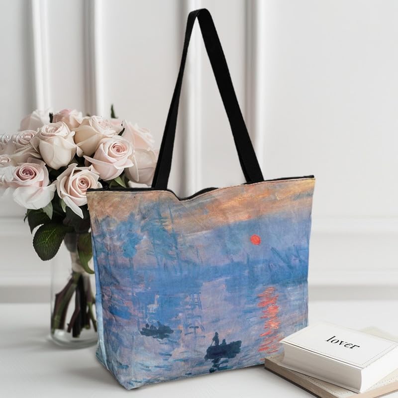Image of Art Lover Zippered Tote Bag Waterproof Large Work Tote Bags, Artwork Women's Purse Handbags Travel Totes