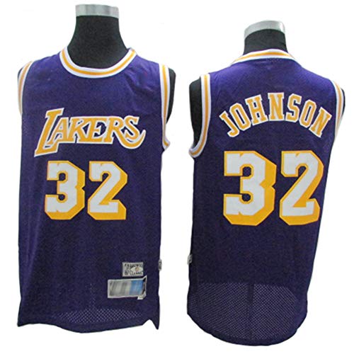 XH-Sport Magic Johnson # 32 Los Angeles Lakers All Star Classic Jersey, Tela Transpirable Fresca Vintage, Ropa de Baloncesto Unisex,B,M(175CM/65~75Kg)
