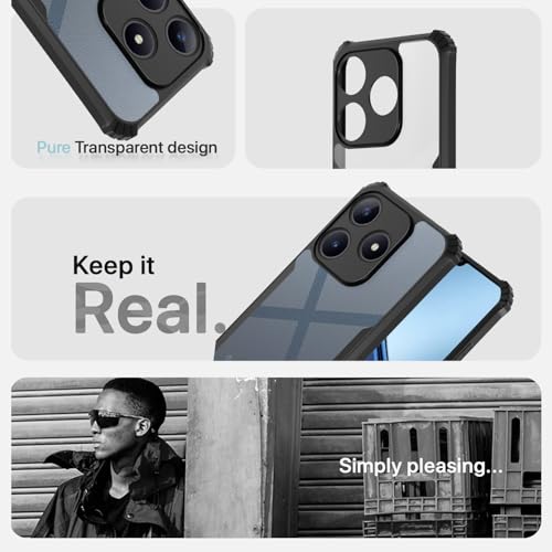 Image of Pikkme Back Cover | Crystal Clear Transparent Back | Ultra Hyrbid | Full Camera Protection | Raised Edge | Bumper Back Case for Realme C61 / Realme Narzo N61 4G (Black)