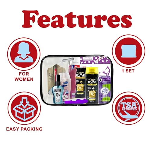 Womens-Travel-Toiletries-Kit-Travel-Bag-of-Hygiene-Essentials-for-Bath-Shaving-and-Personal-Care-12-Mini-TSA-approved-items-in-Reusable-Zipper-Bag-Travel-Gift-for-Her