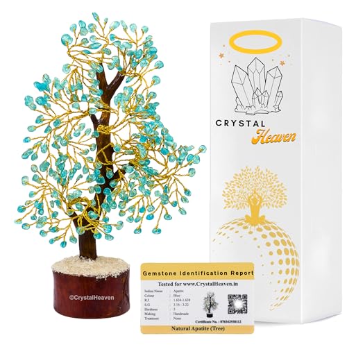 Image of Certified Apatite Crystal Tree for Good Luck - Healing Crystals Money Tree for Wealth, Positive Energy at Home Office - Decorative Spiritual Gifts for Vastu, House Warming