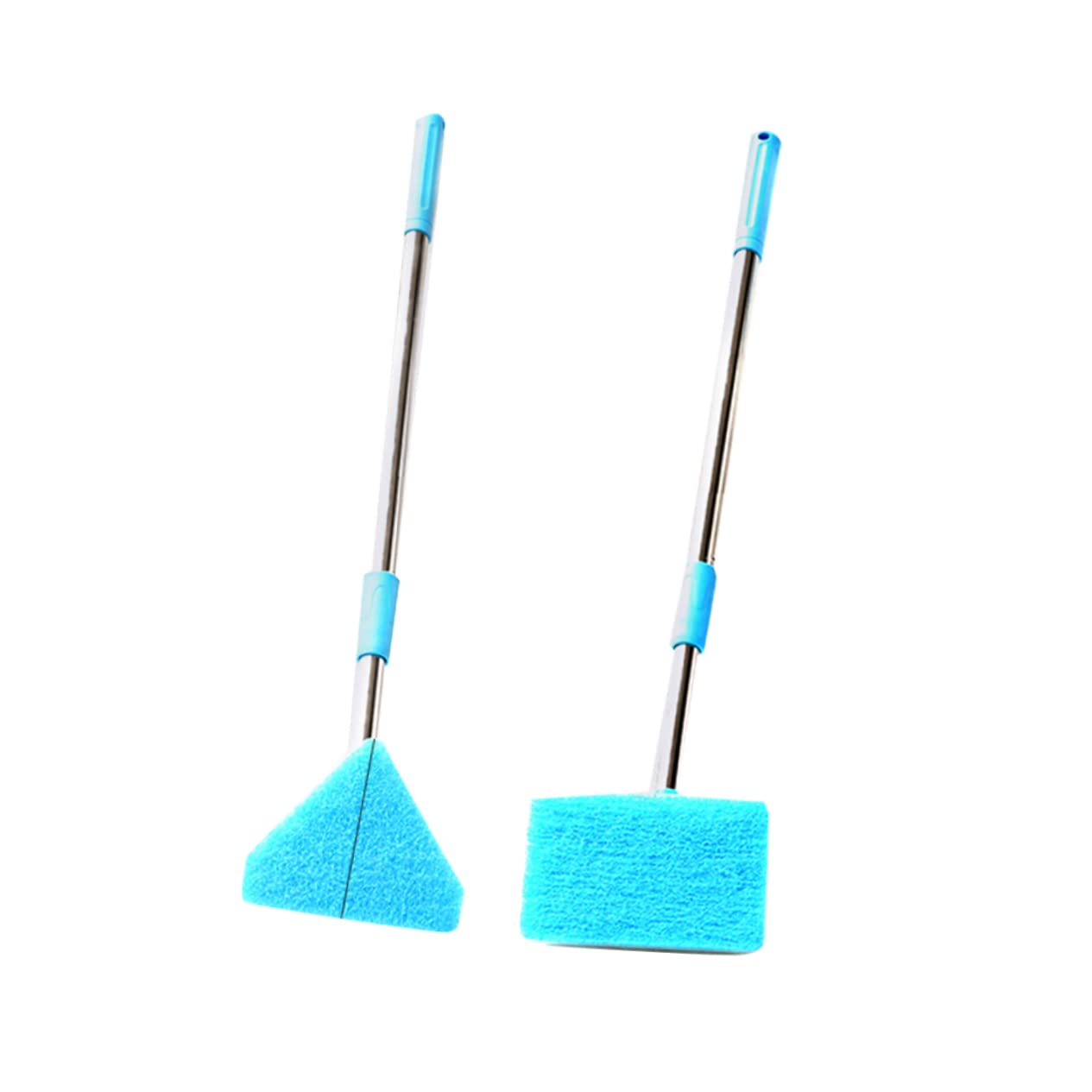 VANZACK 2 Pack Telescopic Sponge Brush Set Aquarium Cleaning Tool Long Handle Triangle Head Easy Access Fish Tank Cleaner