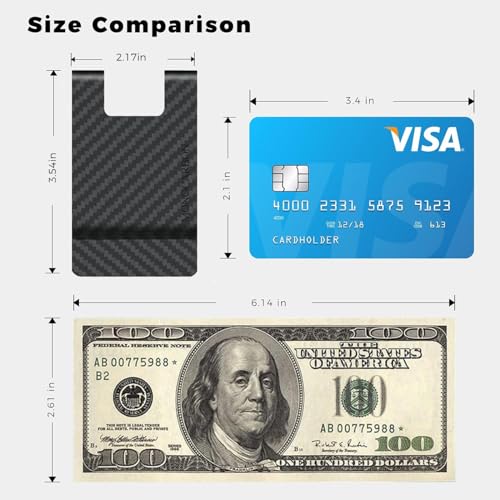 Image of MONOCARBON 2in1 Carbon Fiber Money&Credit Card Clip,RFID Blocking Wide Credit Card&Cash Holder for Men Front Pocket