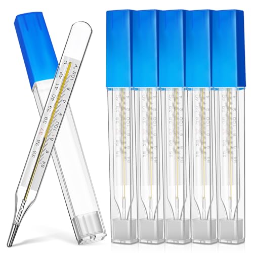 JOINPAYA Glass Thermometer: Cuban Temperature Thermometer for Fever - Traditional Old Fashioned for Adults Kids & - 6Pack