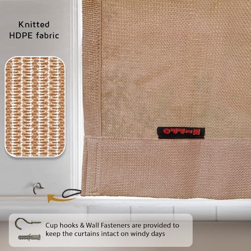 Image of HIPPO HDPE 230 GSM Outdoor Loop Curtain (Persian-Beige, 3FTX4.5FT, Pack of 2)