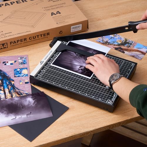 Image of ISDIR 12 Inch Paper Trimmer with Automatic Security Safeguard and Side Ruler for A4, Craft Paper, Label, Photo and Cardstock - Ideal for Scrapbooking and DIY Projects(Black) (12 inchBlack5)