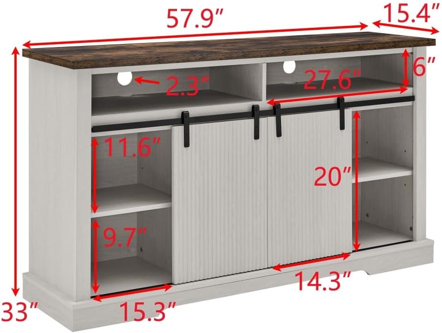 TV Stand for 65 Inch TV, Entertainment Center with Storage Cabinets and Sliding Barn Door, Mid Century Modern Media Living Room Bedroom TV Console Table (style1)