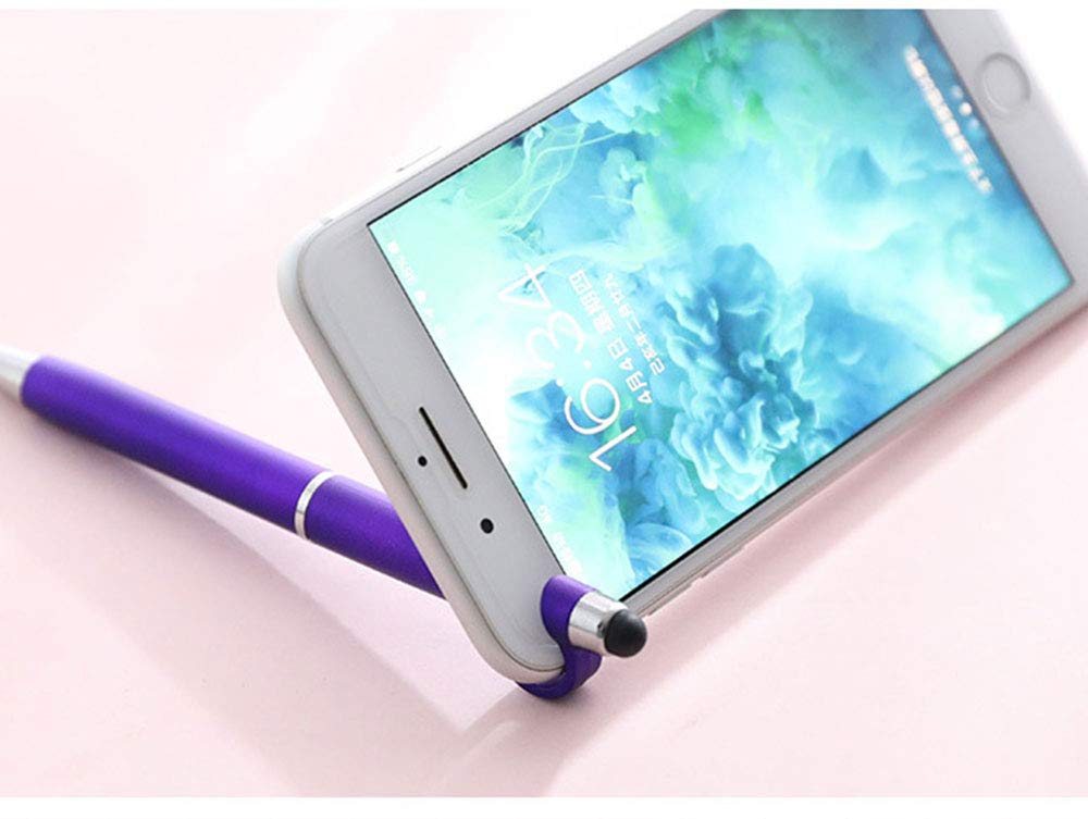 GiftMax® 3 in 1 Function Pen with Smartphone Stand Holder, Screen Wipe and Ballpoint Pen, Writing Pen for All Smartphones - Any Color (Pack of four)-image-14