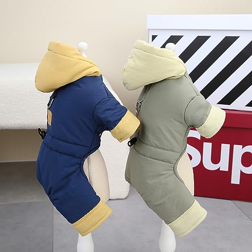 Izefia Hundemantel Winddichte Jacke Kalter Wettermantel 4-Beine Warmer Jumpsuit Winter Dicker Mantel Schneefeste Kleidung Baumwolle Hundemantel für Kleine Hund Mittlere Katze