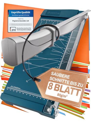 CRAFTUS Präziser Papierschneider A4 Kapazität bis zu 8 Blatt Papier 80g/m²