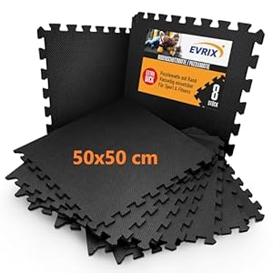 EVRIX Bodenschutzmatte Schwarz Fitness extra dick - 8 Teile
