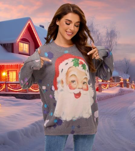 Image of Women's Oversized Graphic Print Knit Pullover Sweater