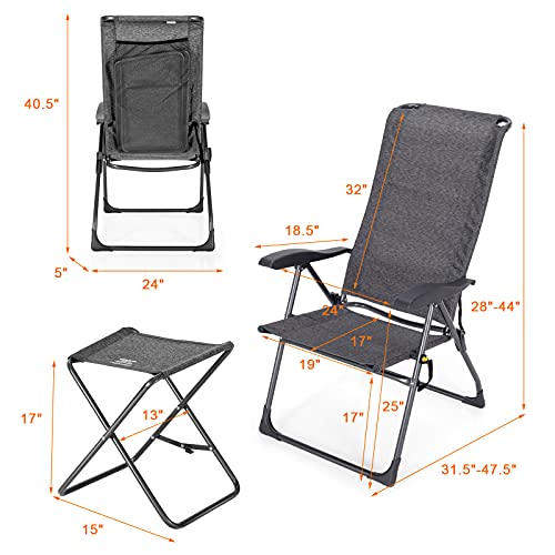 Giantex 4 Pcs Folding Patio Chairs Set 2 Pack Patio Dining Chairs With Footrest Portable Sling Chairs Camping Lawn Chairs With Adjustable Back Outdoor Bistro Chairs For Porch Garden Yard Pool #TOP6