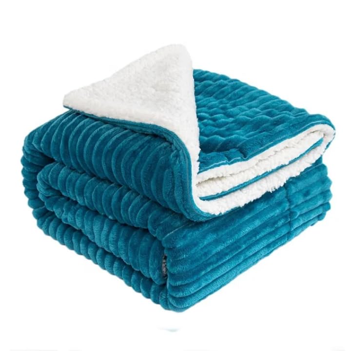 Sherpa Fleece Throw Blanket, Corduroy Textured, Multiple Colours