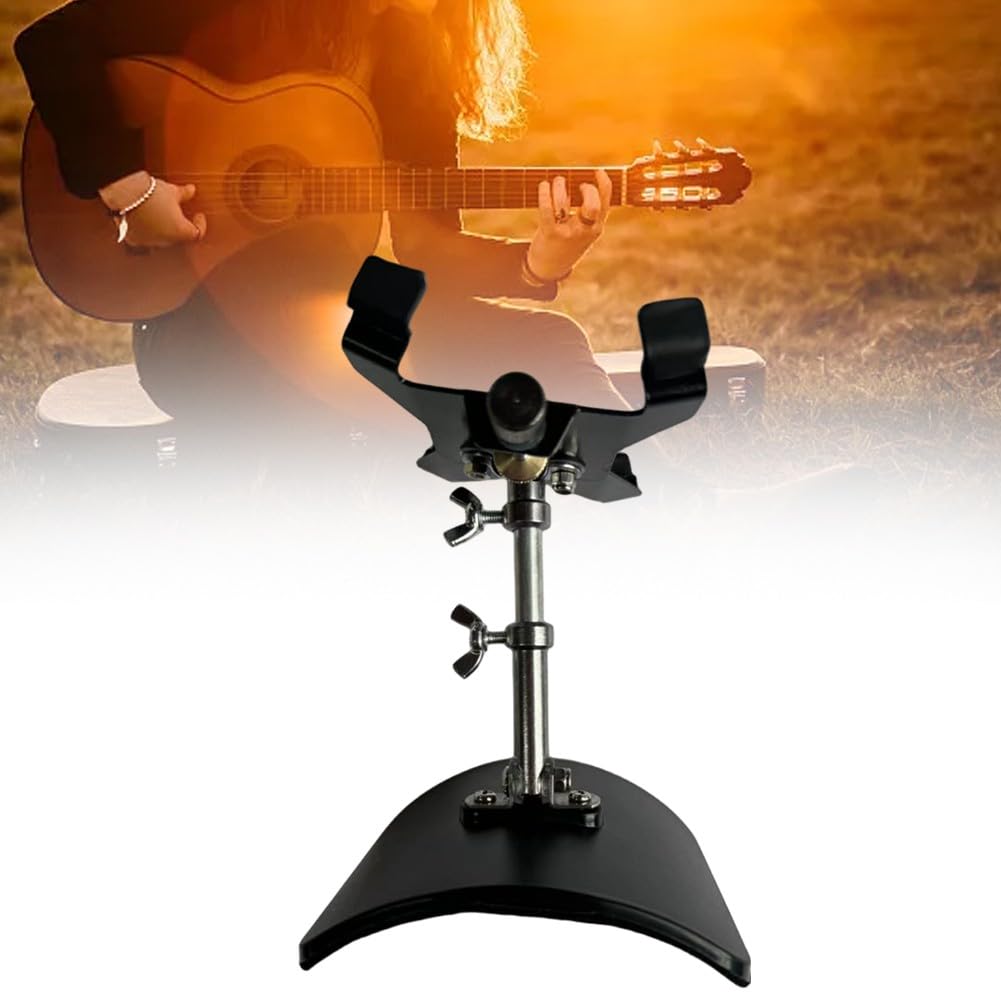 Verstellbare Gitarren-Fußstütze, stabiler Metallständer, zusammenklappbar, für klassischen akustischen E-Bass, tragbares Übungszubehör