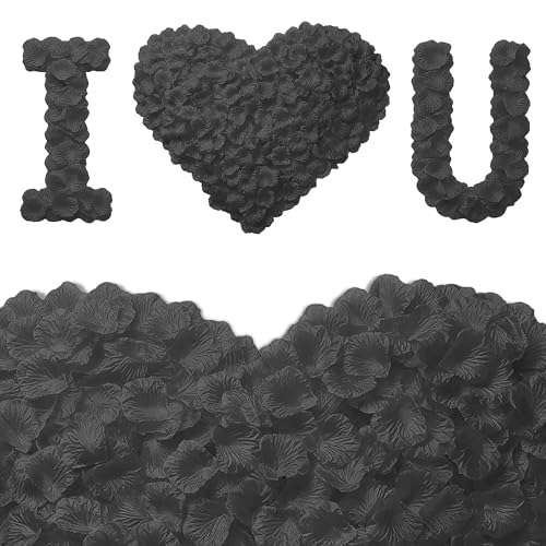 VKshop 2400 Black Rose Petals Artificial Roses Petals for Valentines Day Romantic Night Wedding - Fake Roses Flower Petals for Party Anniversary Decorations