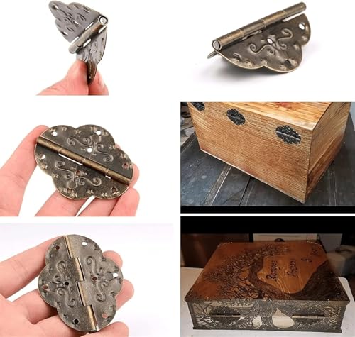 Charnières en bronze pour boîte à bijoux et projets de restauration bois - 7