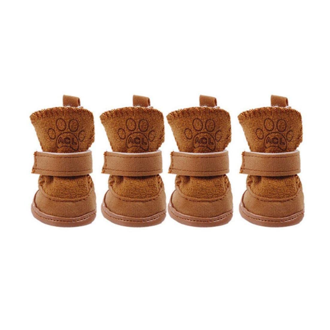 Sagevah Water & Wood Brown Hook Loop Closure Booties Pet Dog Chihuahua Shoes Boots 2 Pair S