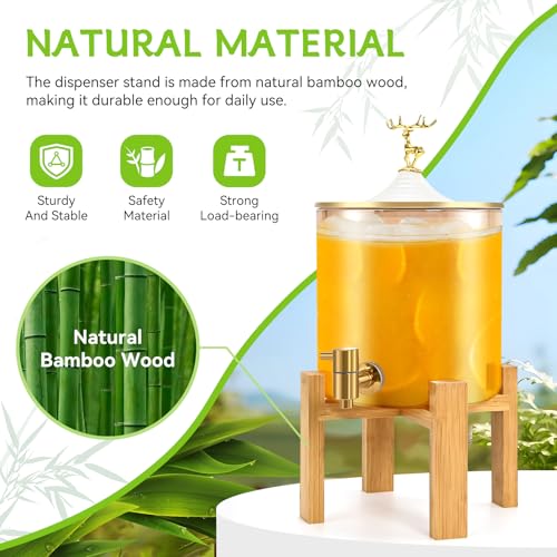 CYDDUP Drink Dispenser Stand, Bamboo Wood Dispenser Stand, Drink Stand for Glass Beverage Dispenser and Water Jug, Fit Max 8 Inch Glass Drink Dispenser (Beverage Dispenser Stand Only) by CYDDUP - Used condition - Image 2