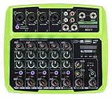 USB-betriebener 6-Kanal Mixer, 4 Mono-Kanäle mit symmetrischem XLR/Klinke-Eingängen, 1 Stereo-Kanal mit Klinke- und Cinch-Eingängen (inaktiv, wenn Medienplayer genutzt wird)