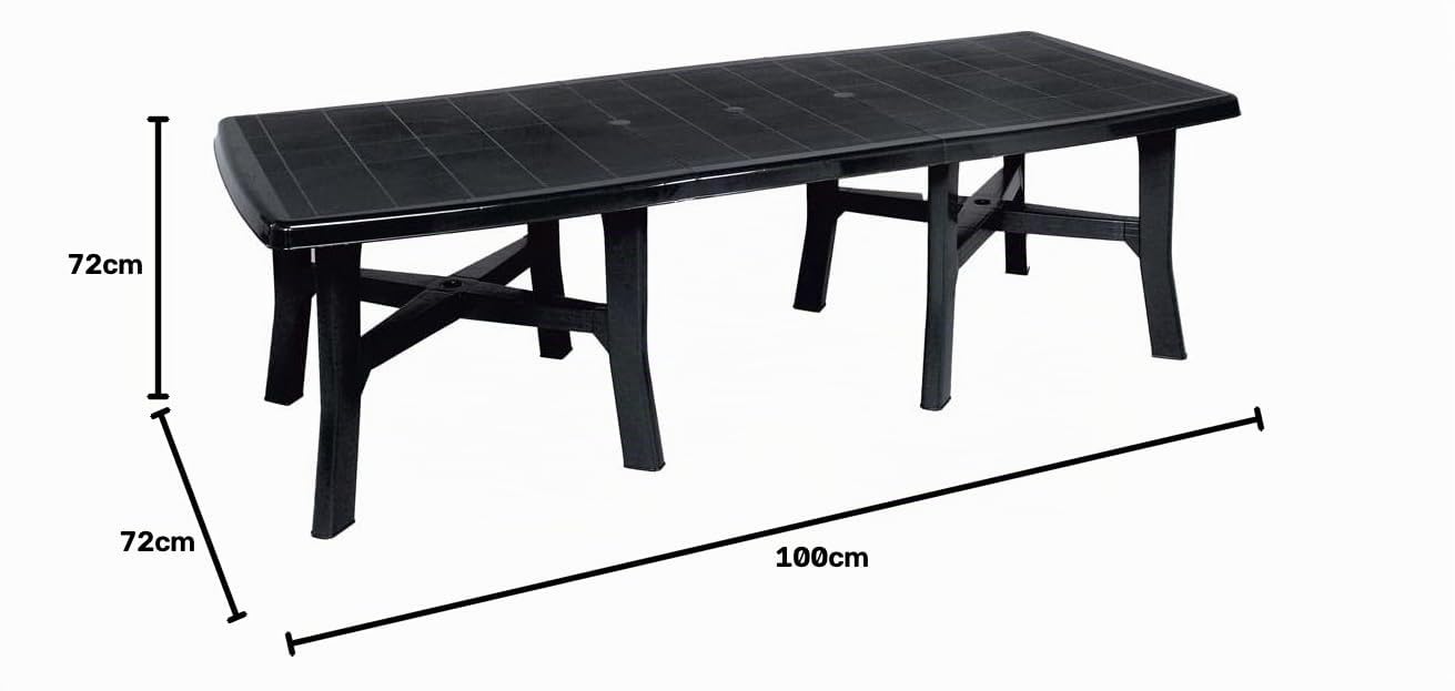IPAE-Progarden Trio Plus Tavolo Allungabile, Antracite, 240 x 100 x 72 cm