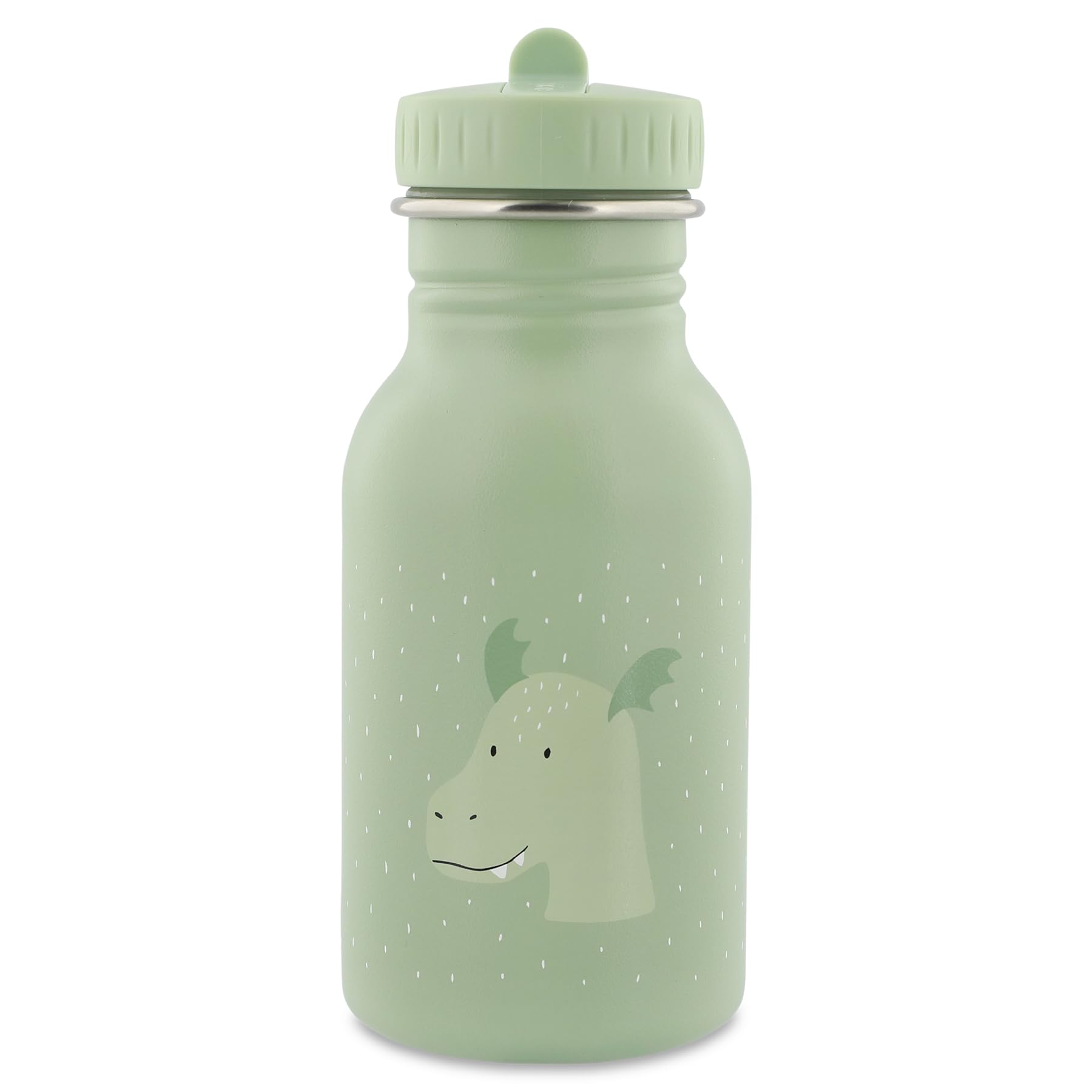 Trixie Baby Stainless Steel Drinking Bottle, 350ml/500ml, leak-proof, with carrying cord, slim shape for little hands, shatterproof, from 3 years (Mr Dragon, 350ml)