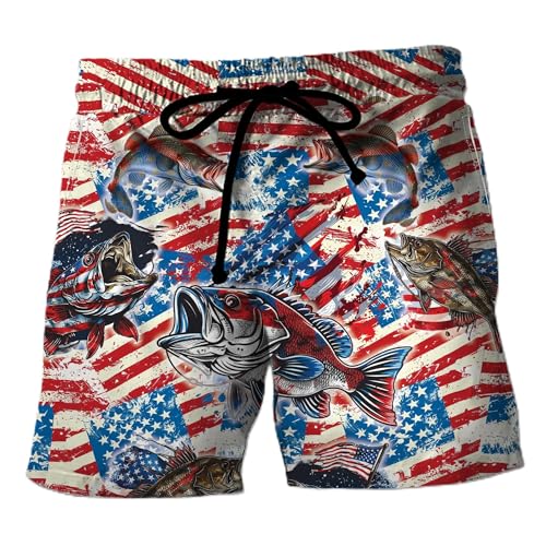 Fishing Lover Mens Swim Trunks - Tropical Fish Hawaiian Mens Swim Short Beach Shorts TU-SH-27