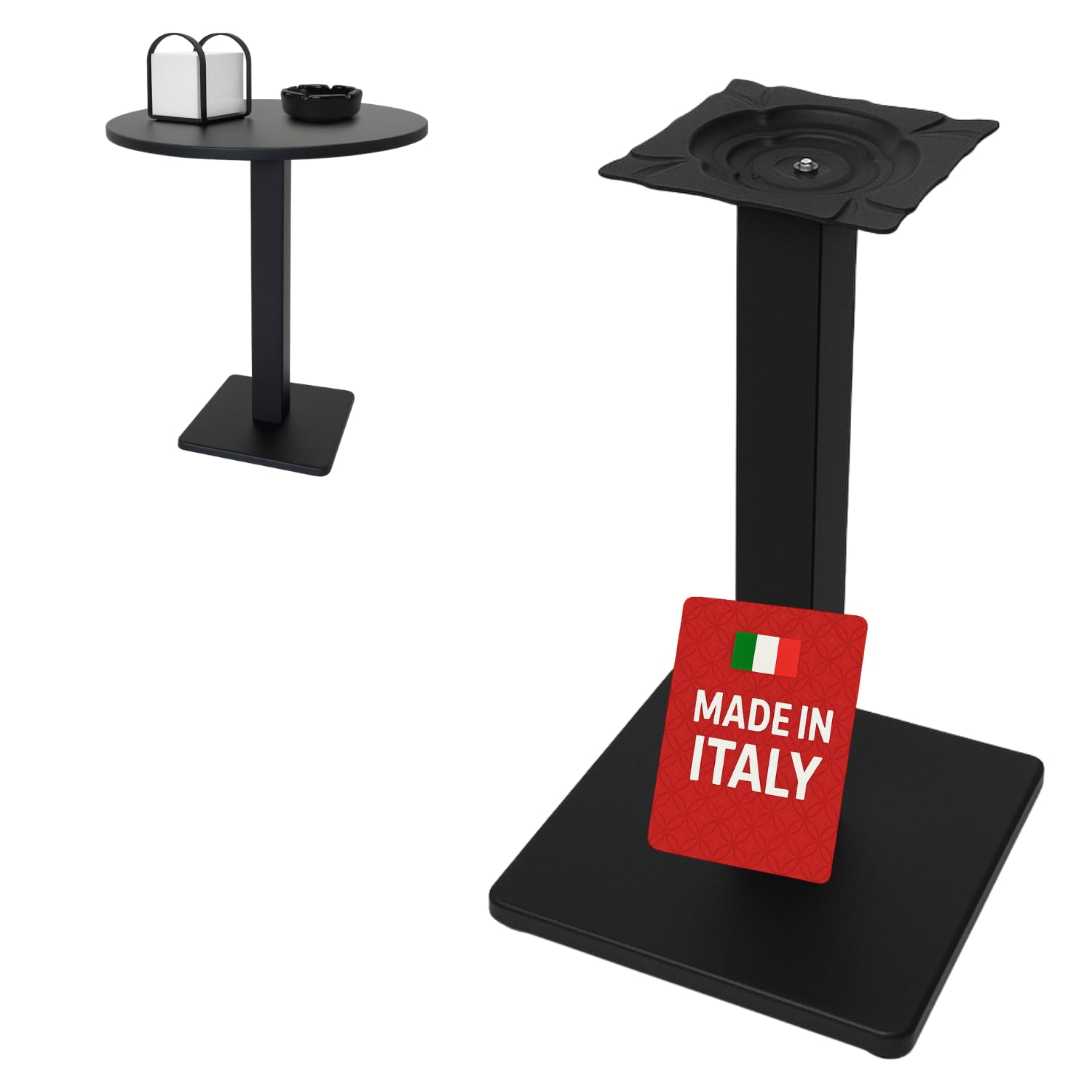 MOHOME Gambe per Tavolo Ferro Made In Italy Nero Rotondo Quadrato Stile Moderno Struttura Robusta Base Stabile Solida Piedini Regolatori Tavoli Soggiorno Bar Bistrò Ristoranti Catering